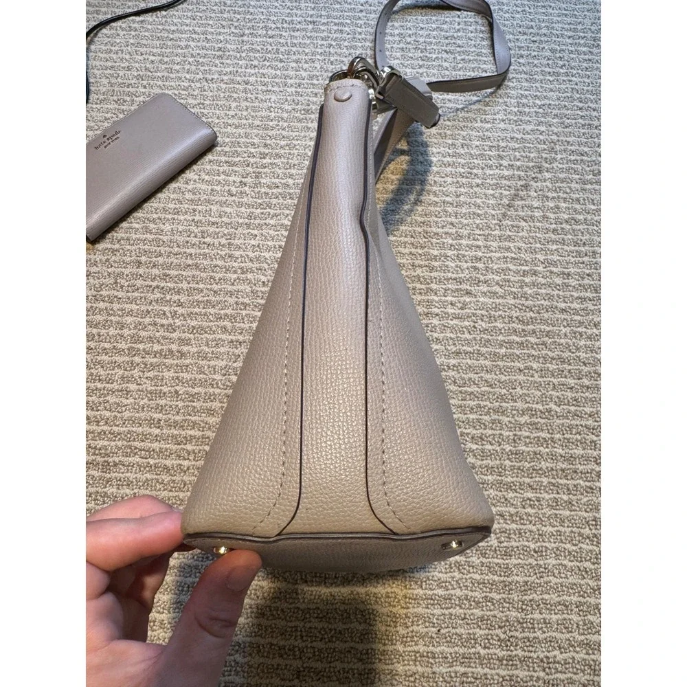 Kate Spade New York Taupe Pebbled Leather Hobo Bag and Matching Wallet Set